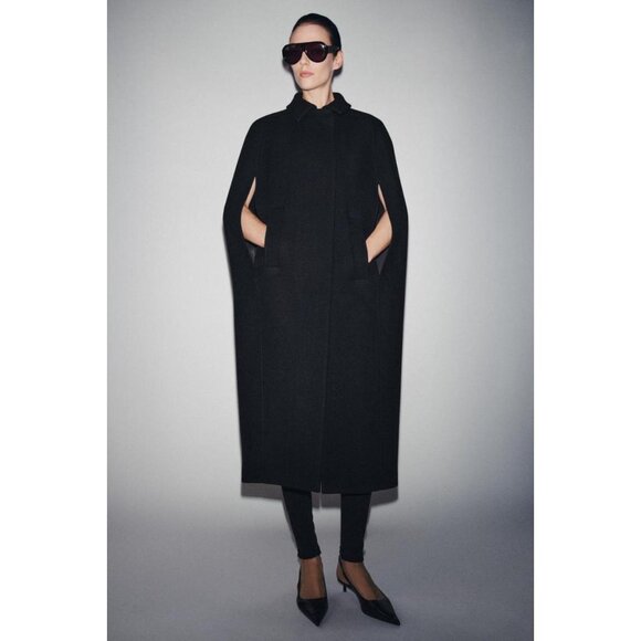 ZARA ZW COLLECTION LIMITED EDITION WOOL BLEND CAPE COAT - Picture 2 of 10